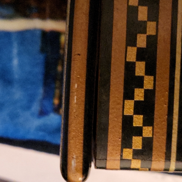 Vintage Wood Inlay Folding Cigarette Box/Humidor